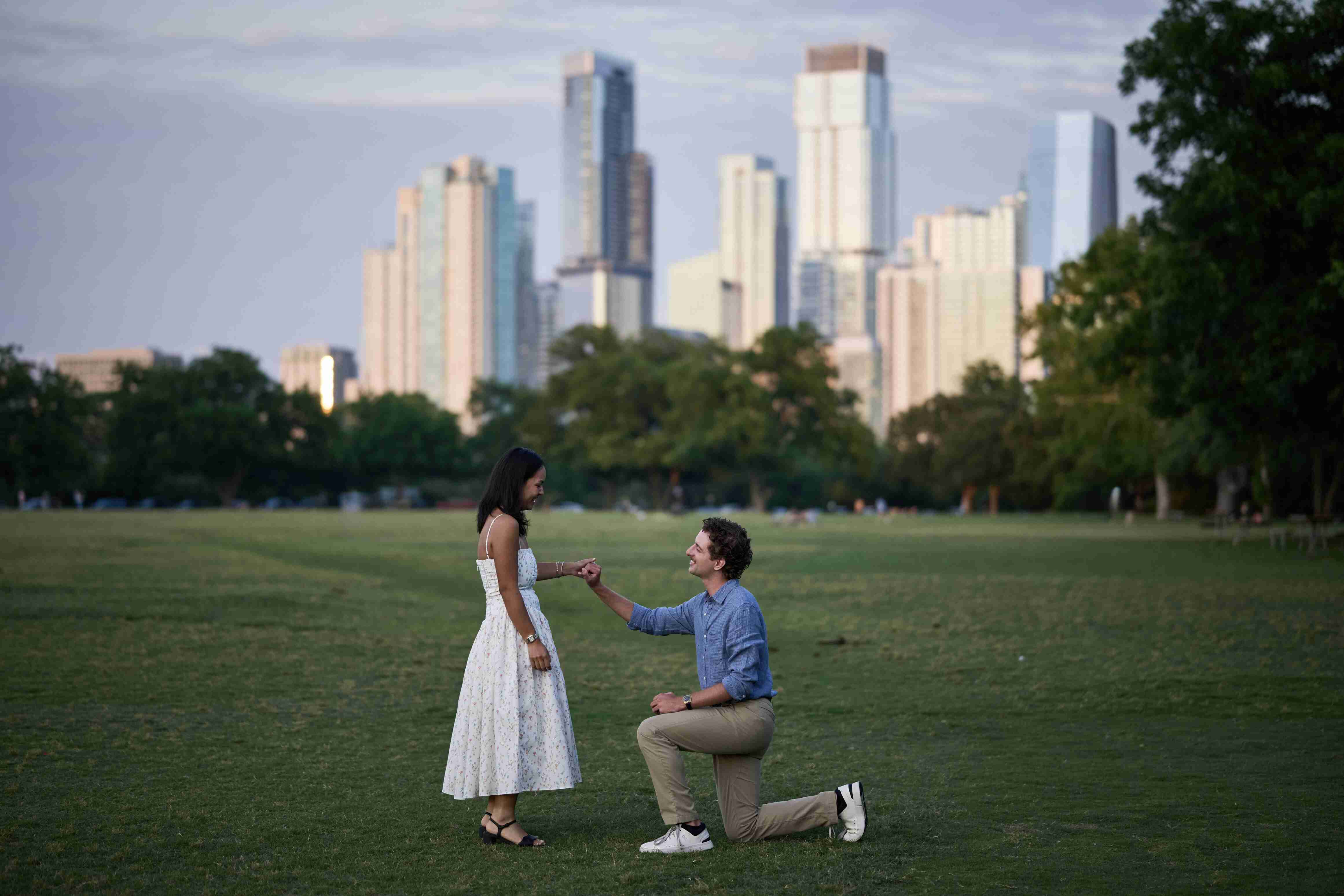 Proposal in front of skyline