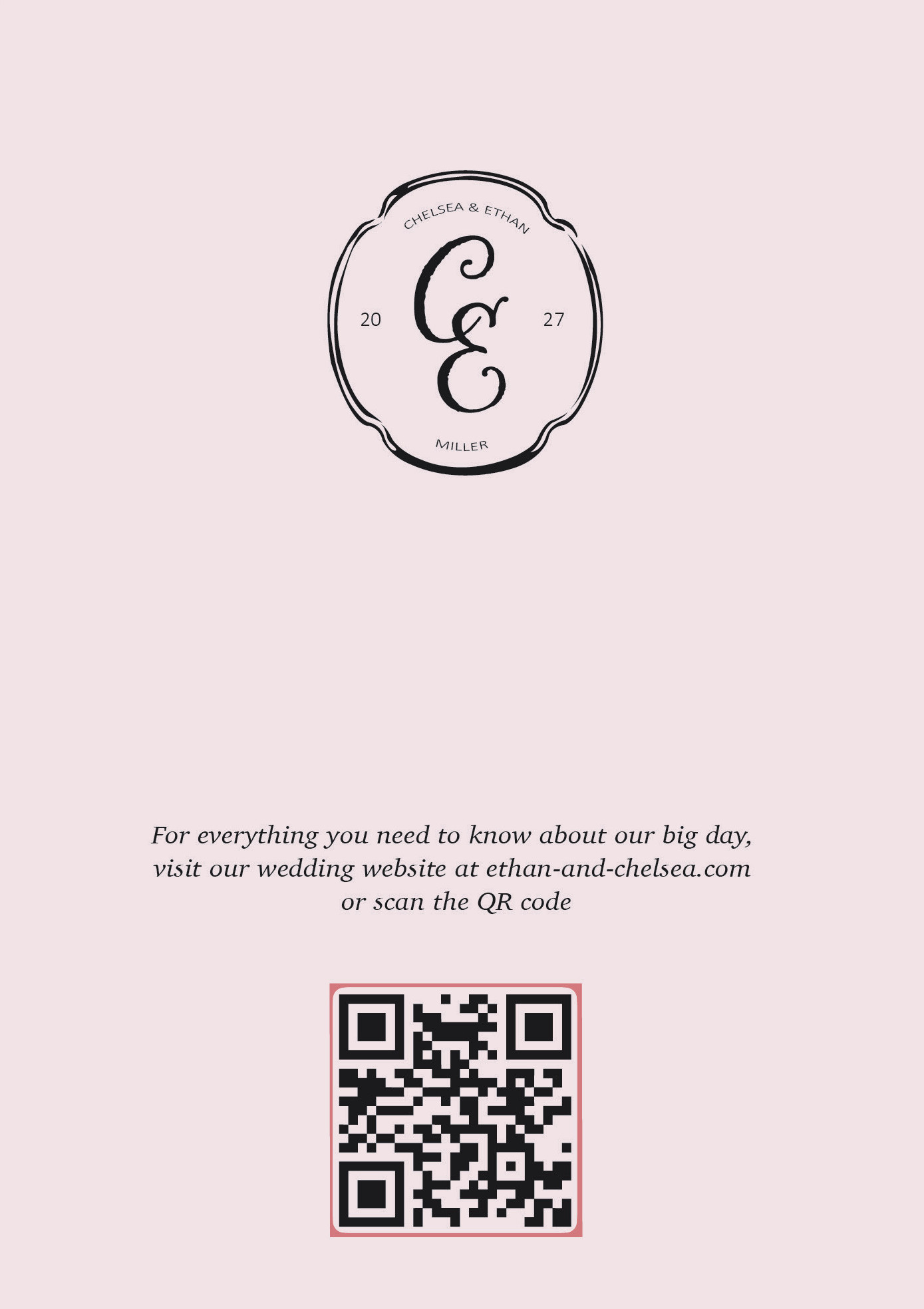 Back of Chelsea and Ethan's wedding notice