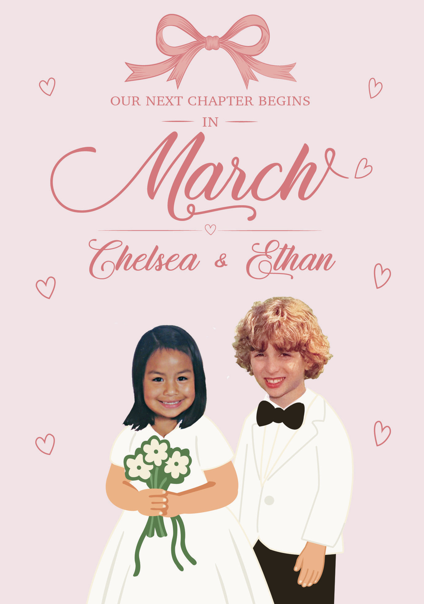 Front of Chelsea and Ethan's wedding notice